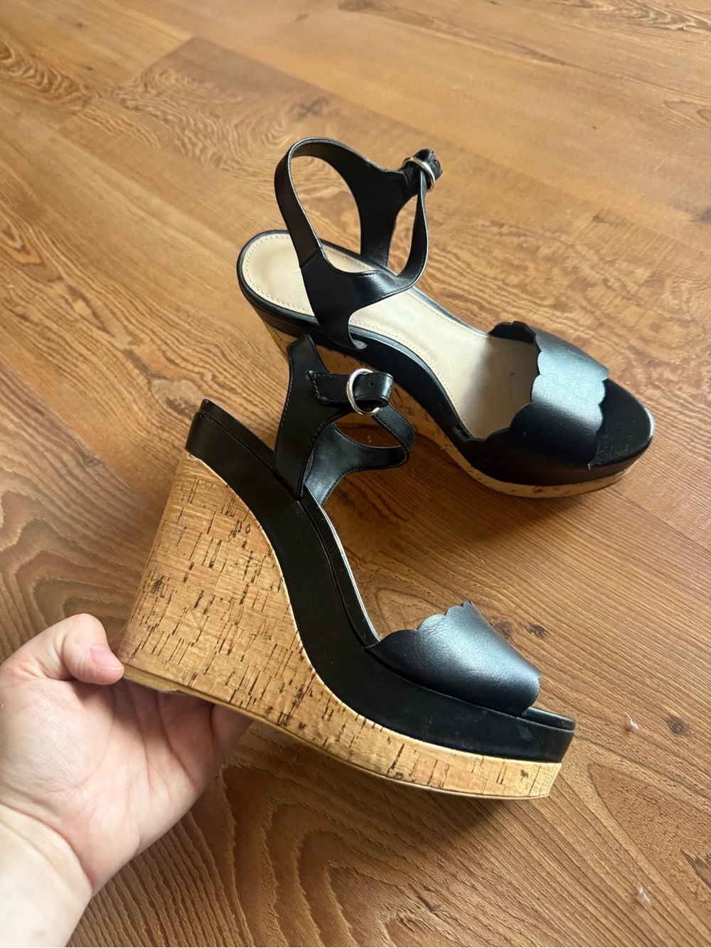 Aldo Black Wedge Sandals